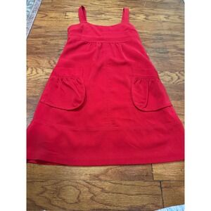 Walter Baker Women Red Sleeveless Babydoll Retro  Mini Dress with Pockets Small